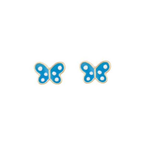 Boucles d'oreilles Les Poinçonneurs Papillons Bleus en or jaune 