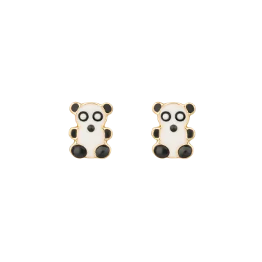 Boucles d'oreilles Les Poinçonneurs Pandas en or jaune 