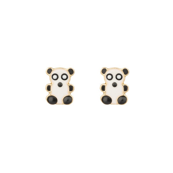 Boucles d'oreilles Les Poinçonneurs Pandas en or jaune 