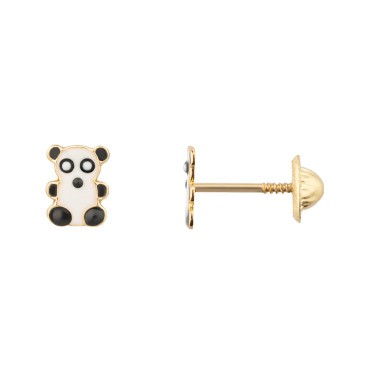 Boucles d'oreilles Les Poinçonneurs Pandas en or jaune 