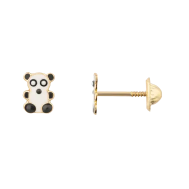 Boucles d'oreilles Les Poinçonneurs Pandas en or jaune 