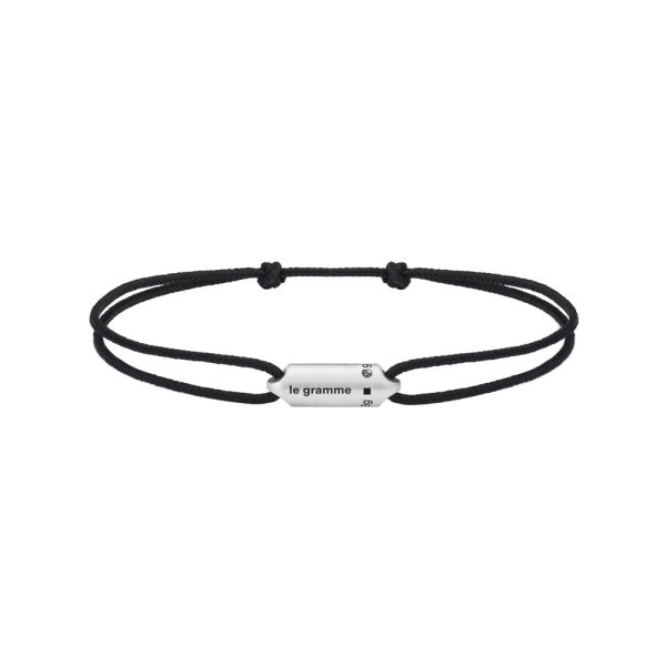 Bracelet Le Gramme Segment 3g en argent brossé sur cordon noir