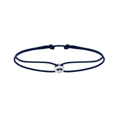 Bracelet Le Gramme Entrelacs 1g en argent poli sur cordon bleu marine
