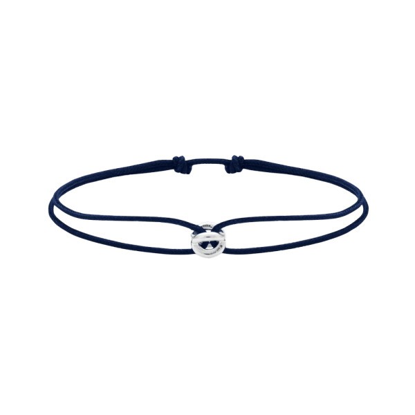 Bracelet Le Gramme Entrelacs 1g en argent poli sur cordon bleu marine