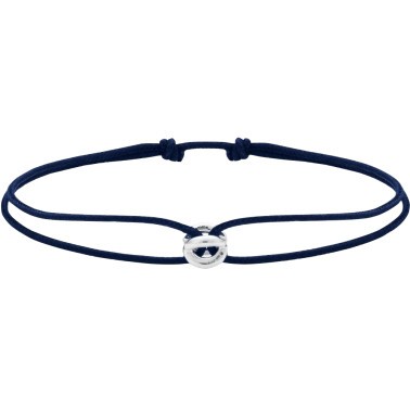Bracelet Le Gramme Entrelacs 1g en argent poli sur cordon bleu marine
