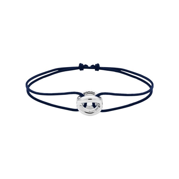 Bracelet Le Gramme Entrelacs 3g en argent poli sur cordon bleu marine