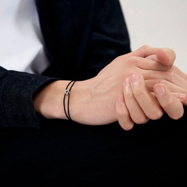 Bracelet Le Gramme Entrelacs 1g en argent poli sur cordon noir