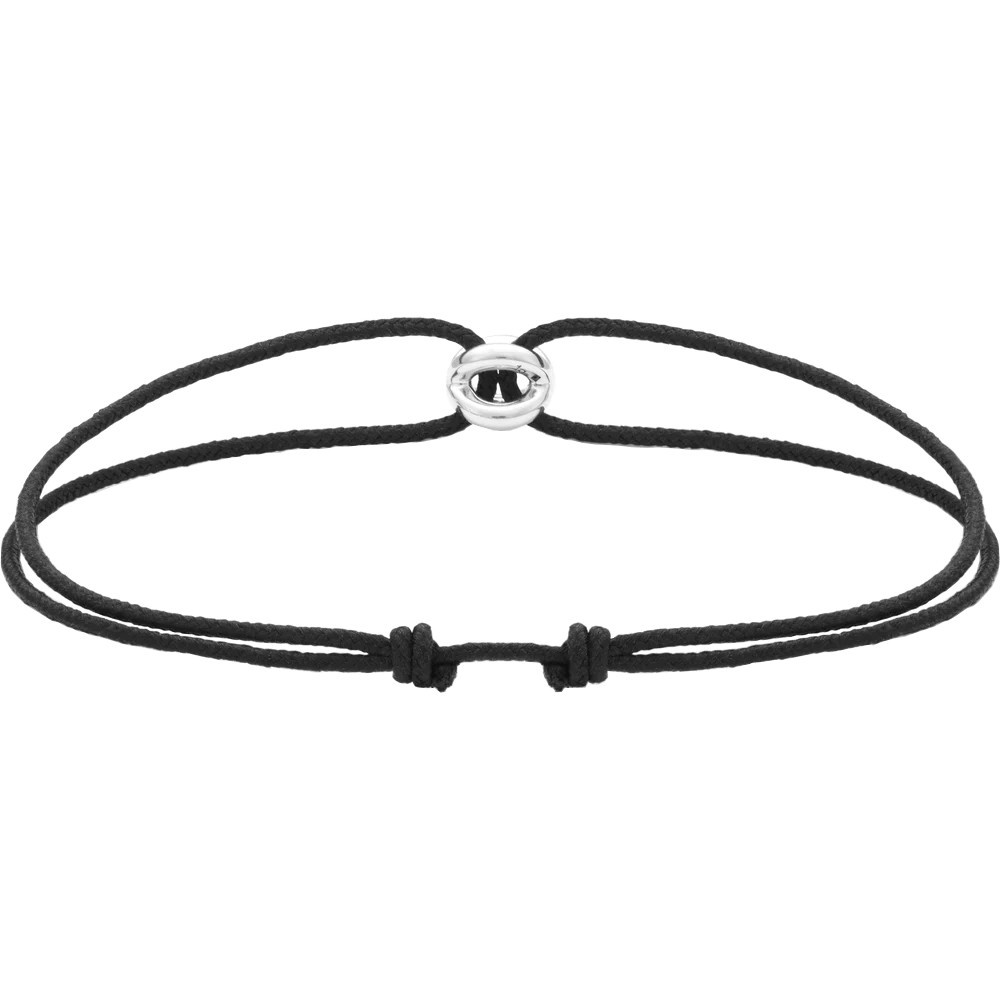 Bracelet Le Gramme Entrelacs 1g en argent poli sur cordon noir
