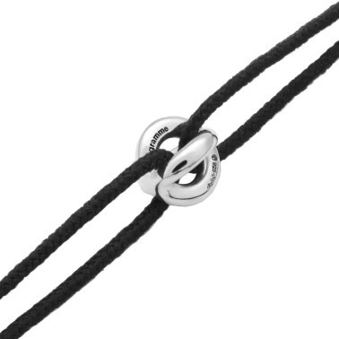 Bracelet Le Gramme Entrelacs 1g en argent poli sur cordon noir