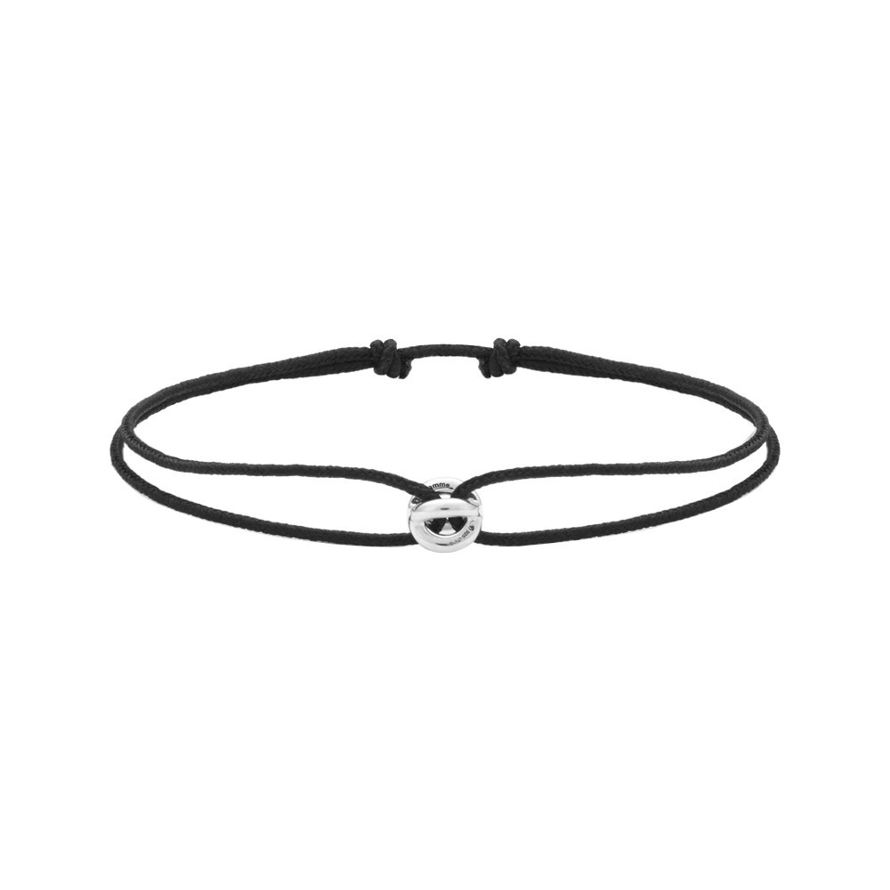 Bracelet Le Gramme Entrelacs 1g en argent poli sur cordon noir