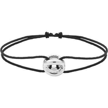 Bracelet Le Gramme Entrelacs 3g en argent poli sur cordon noir