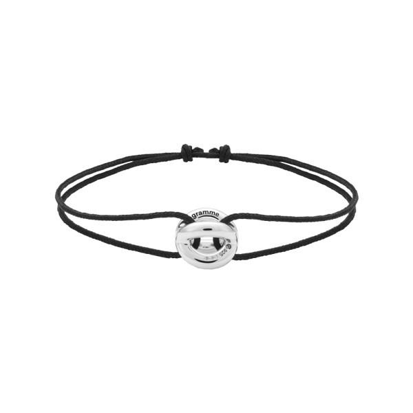 Bracelet Le Gramme Entrelacs 3g en argent poli sur cordon noir