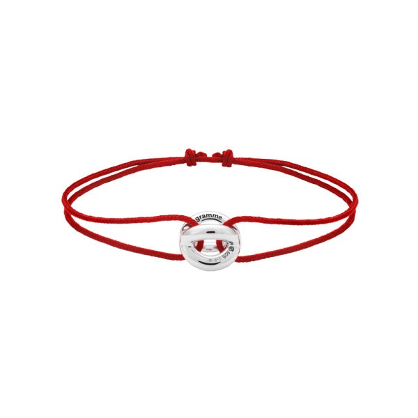 Bracelet Le Gramme Entrelacs 3g en argent poli sur cordon rouge