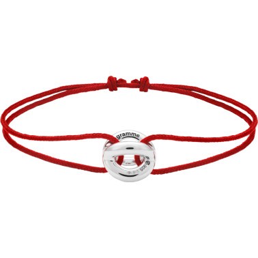 Bracelet Le Gramme Entrelacs 3g en argent poli sur cordon rouge