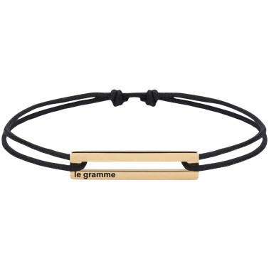 Bracelet Le Gramme Perforé 1,5g en or jaune poli sur cordon noir