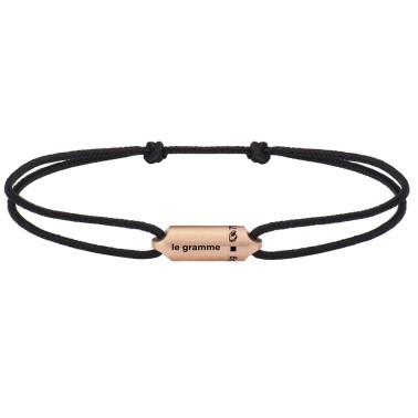 Bracelet Le Gramme Segment 3g en or rouge brossé sur cordon noir