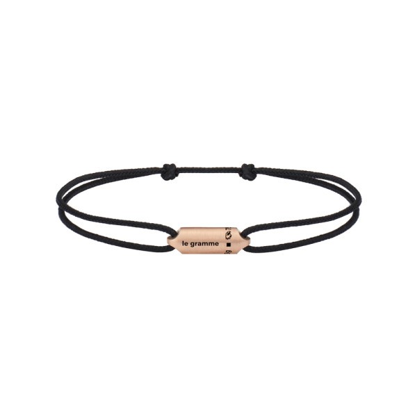 Bracelet Le Gramme Segment 3g en or rouge brossé sur cordon noir