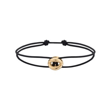 Bracelet Le Gramme Entrelacs 3g en or jaune poli sur cordon noir