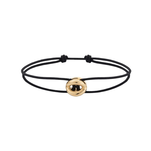 Bracelet Le Gramme Entrelacs 3g en or jaune poli sur cordon noir