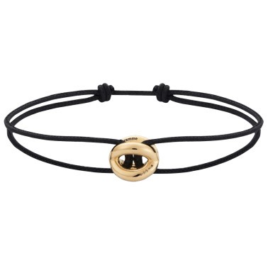 Bracelet Le Gramme Entrelacs 3g en or jaune poli sur cordon noir