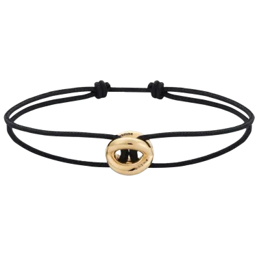 Bracelet Le Gramme Entrelacs 3g en or jaune poli sur cordon noir