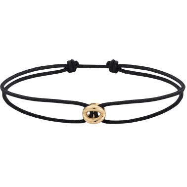 Bracelet Le Gramme Entrelacs 1g en or jaune poli sur cordon noir