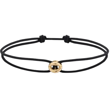 Bracelet Le Gramme Entrelacs 1g en or jaune poli sur cordon noir