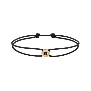 Bracelet Le Gramme Entrelacs 1g en or jaune poli sur cordon noir