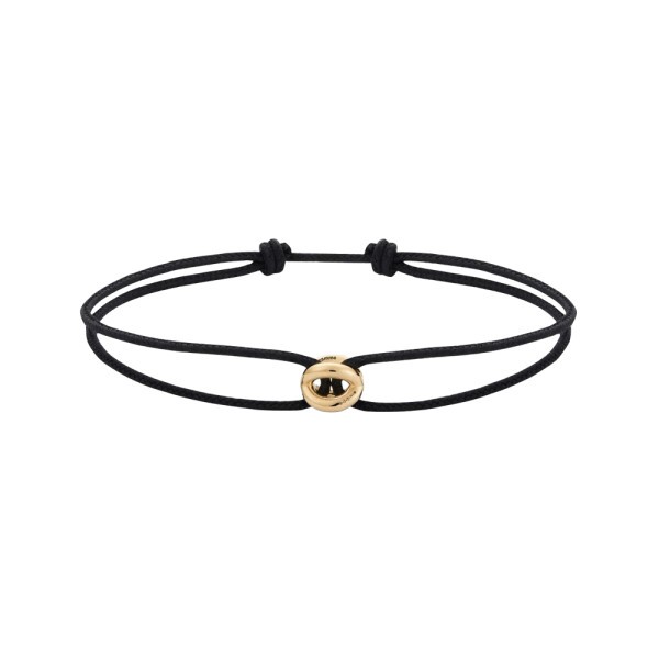 Bracelet Le Gramme Entrelacs 1g en or jaune poli sur cordon noir