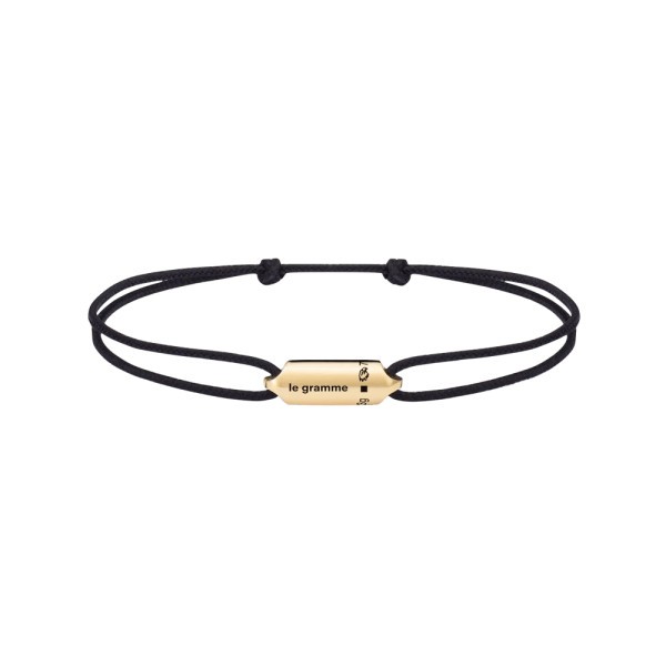 Bracelet Le Gramme Segment 3g en or jaune poli sur cordon noir