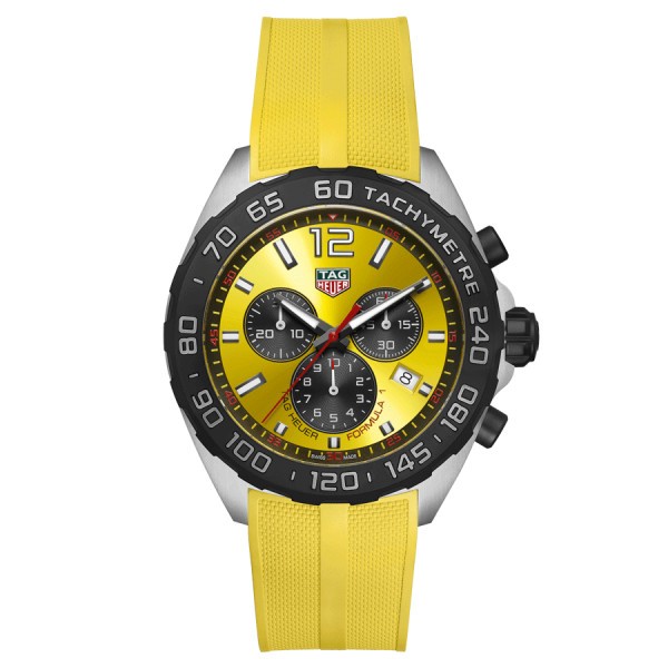 Montre TAG Heuer Formula 1 Colors quartz cadran jaune bracelet caoutchouc jaune 43 mm