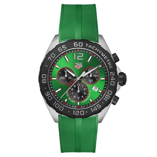 Montre TAG Heuer Formula 1 Colors quartz cadran vert bracelet caoutchouc vert 43 mm CAZ101AP.FT8056