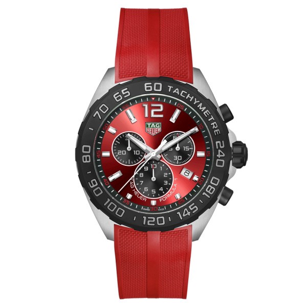 Montre TAG Heuer Formula 1 Colors quartz cadran rouge bracelet caoutchouc rouge 43 mm CAZ101AN.FT8055