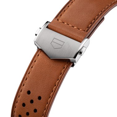 TAG Heuer Carrera Chronograph Heuer 02 automatic watch blue dial brown leather strap 44 mm CBN2A1A.FC6537