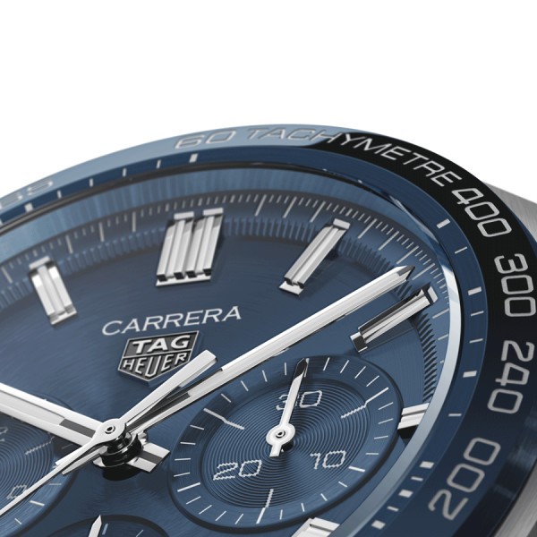 TAG Heuer Carrera Chronograph Heuer 02 automatic watch blue dial brown leather strap 44 mm CBN2A1A.FC6537