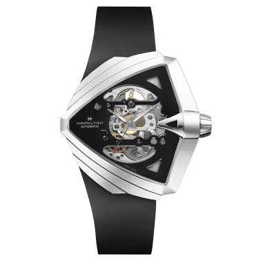 Montre Hamilton Ventura XXL Skeleton automatique cadran squelette bracelet cuir noir 45,5 x 46 mm H24625330