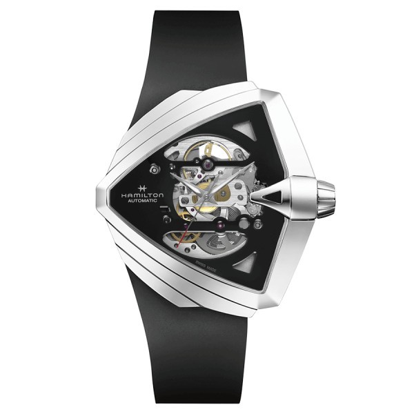 Montre Hamilton Ventura XXL Skeleton automatique cadran squelette bracelet cuir noir 45,5 x 46 mm H24625330