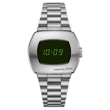 Montre Hamilton American Classic PSR Digital quartz acier affichage LED vert 40,8 x 34,7 mm H52414131