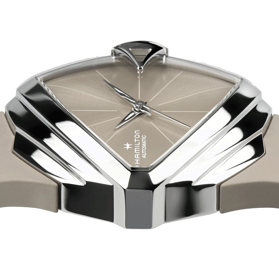 Montre Hamilton Ventura S automatique cadran beige bracelet caoutchouc beige 34,5 x 38 mm