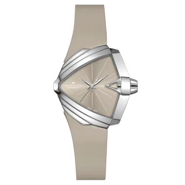 Montre Hamilton Ventura S automatique cadran beige bracelet caoutchouc beige 34,5 x 38 mm H24105370