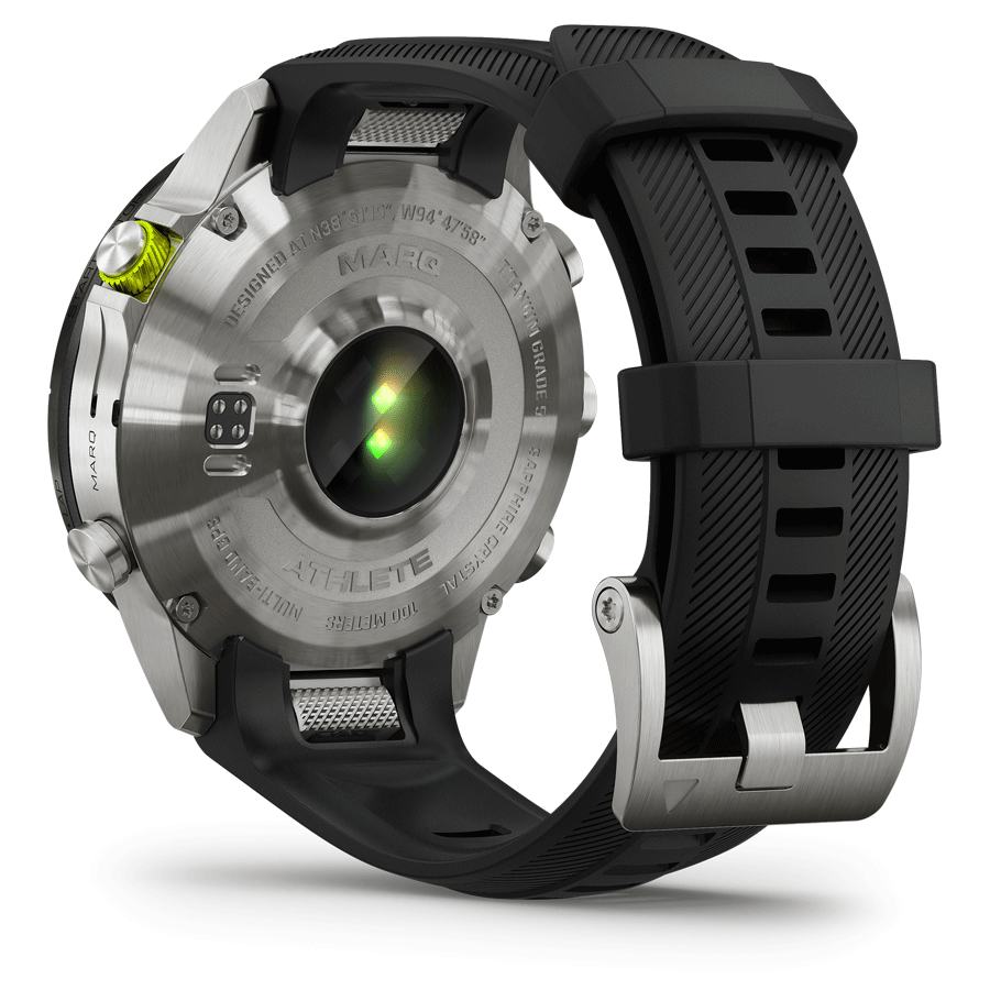 Garmin Marq Gen 2 Athlete watch sapphire titanium black silicone rubber strap 46 mm 010-02648-41