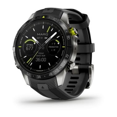 Garmin Marq Gen 2 Athlete watch sapphire titanium black silicone rubber strap 46 mm 010-02648-41