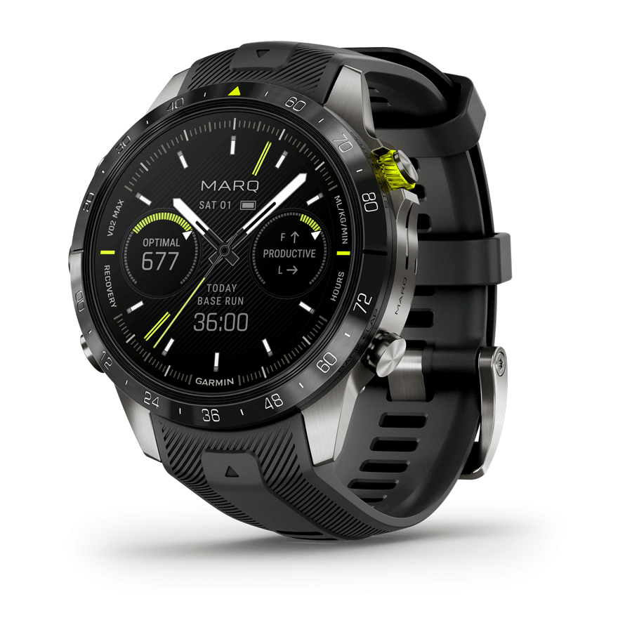 Garmin Marq Gen 2 Athlete watch sapphire titanium black silicone rubber strap 46 mm 010-02648-41