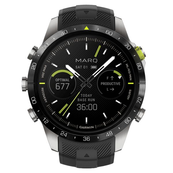 Garmin Marq Gen 2 Athlete watch sapphire titanium black silicone rubber strap 46 mm 010-02648-41
