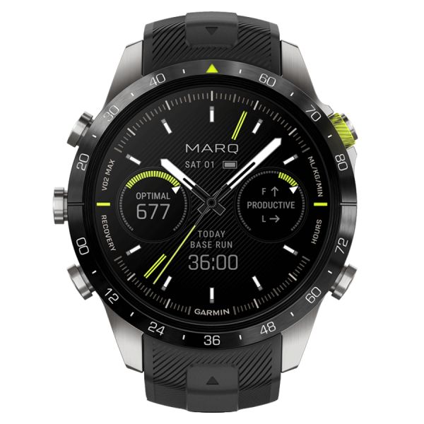 Montre Garmin Marq Gen 2 Athlete saphir titane bracelet caoutchouc silicone 46 mm 010-02648-41