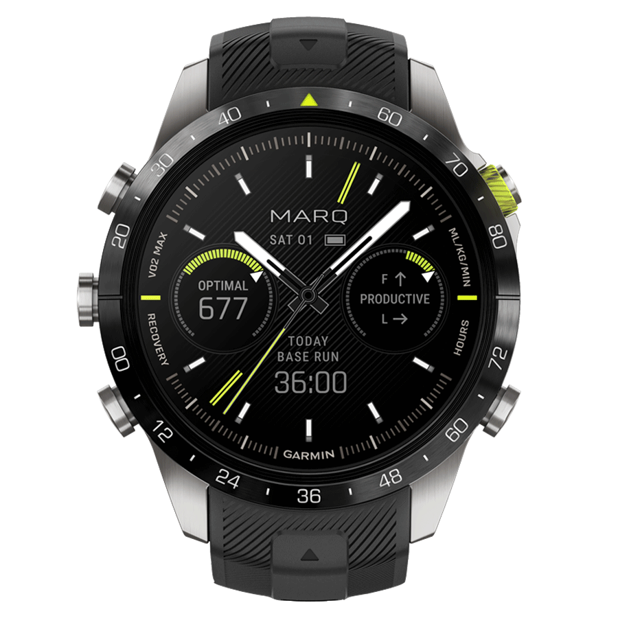 Garmin Marq Gen 2 Athlete watch sapphire titanium black silicone rubber strap 46 mm 010-02648-41