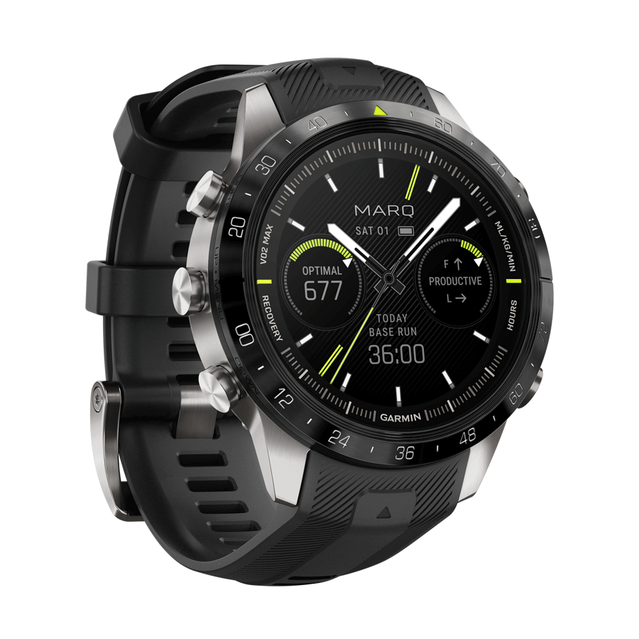 Garmin Marq Gen 2 Athlete watch sapphire titanium black silicone rubber strap 46 mm 010-02648-41