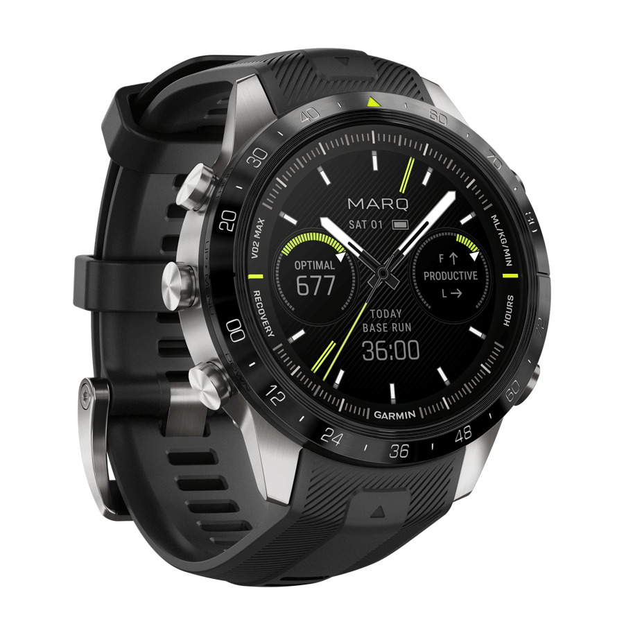 Garmin Marq Gen 2 Athlete watch sapphire titanium black silicone rubber strap 46 mm 010-02648-41