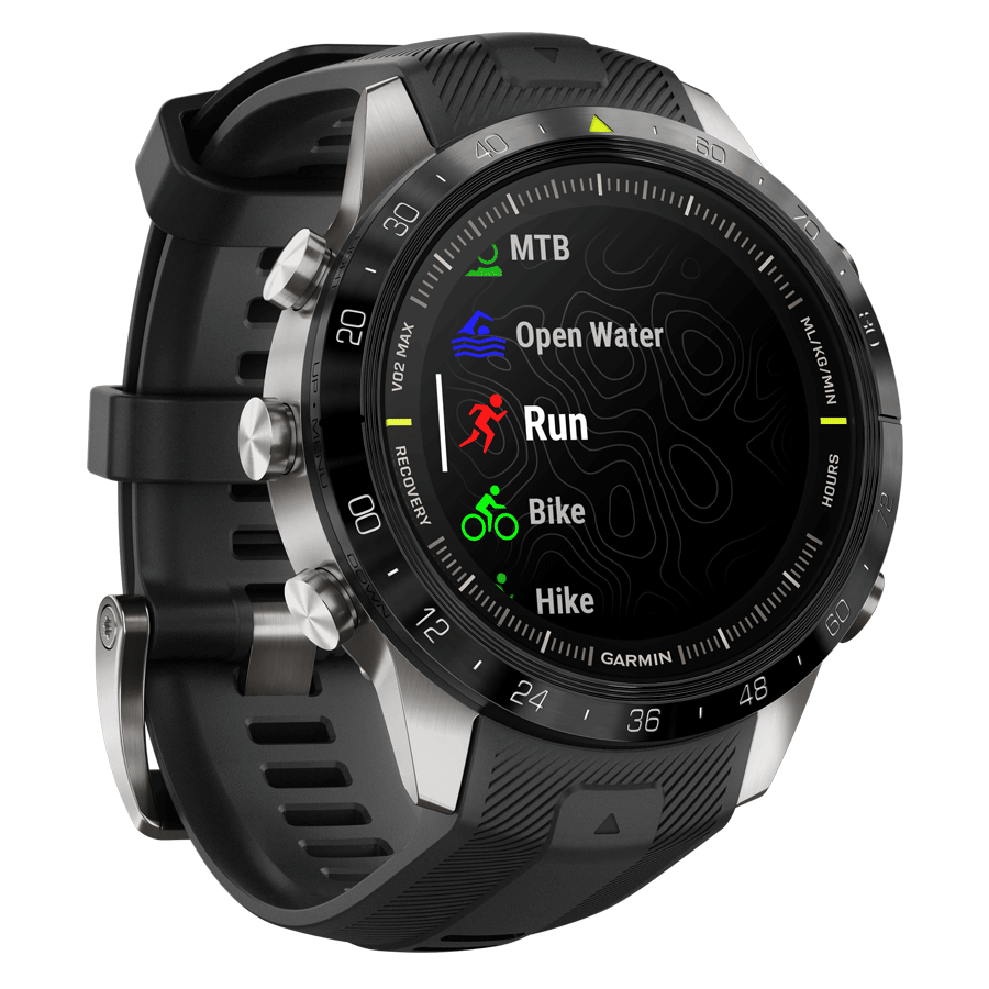 Garmin Marq Gen 2 Athlete watch sapphire titanium black silicone rubber strap 46 mm 010-02648-41