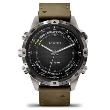 Garmin Marq Gen 2 Adventurer watch sapphire titanium leather and brown rubber strap 46 mm 010-02648-31